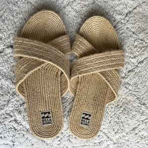 Billabong Natural Tan Jute Crossband Slide Sandals